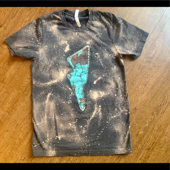 Turquoise Lightning Bolt Western T Shirt - Picture 1 of 2